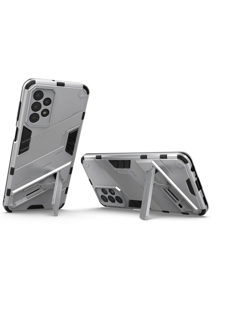 Punk Armor 2 in 1 PC Tpu Shockproof Phone Case with Invisible Holder For Samsung Galaxy A53 (white) - Image 4