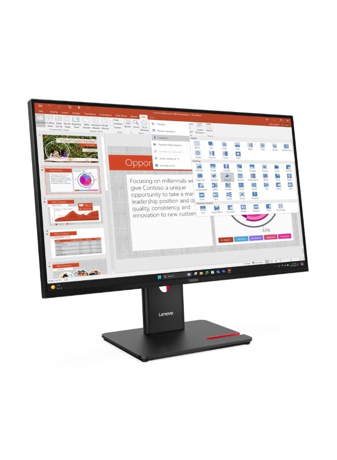 Lenovo [T27-40] ThinkVision T27-40 27 inch FHD Monitor (IPS Panel, 120Hz, 4ms, HDMI, VGA, DP) USB-C 15W PD- Tilt/Swivel/Lift/Pivot Stand , 3 Years warranty 64A5MAT6SD Black - Image 2