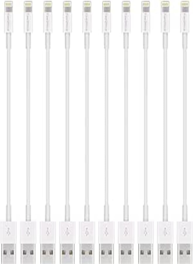 Short Lighting Cable,FEEL2NICE 10 Pack 7-Inch iPhone Cord Data Sync USB Portable Fast Charger for iPhone X XS Max XR / 8/8 Plus / 7/7 Plus / 6/6 Plus / 5S / iPad/iPod, White