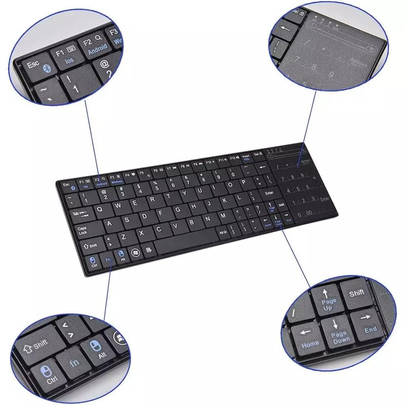 Bluetooth Mini Keyboard with Touchpad - Wireless Portable for Android, iOS, Windows PC Tablet - Image 4