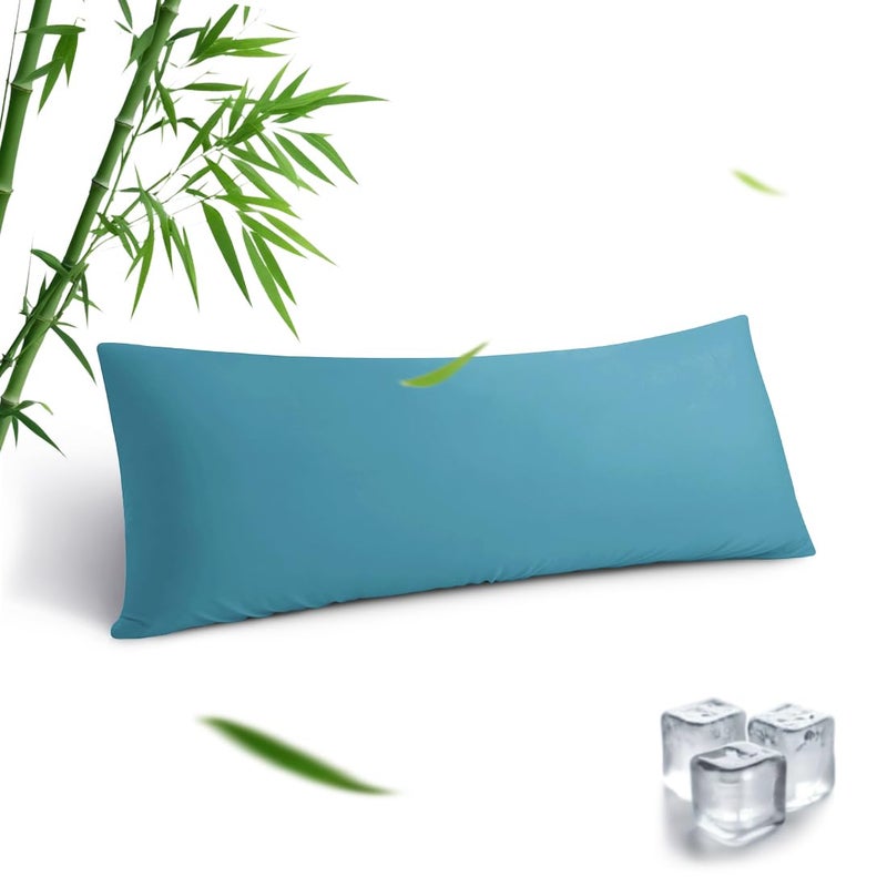 Parkdeny Body Pillowcase  Cooling Viscose from Bamboo Pillow Cover with Zipper Closure  Soft Moisture-Wicking for Hot Sleepers  Hair and Skin-Friendly  Blue  1 Pack - Image 1
