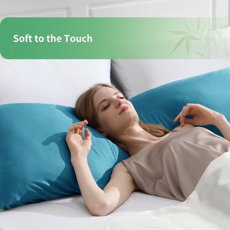 Parkdeny Body Pillowcase  Cooling Viscose from Bamboo Pillow Cover with Zipper Closure  Soft Moisture-Wicking for Hot Sleepers  Hair and Skin-Friendly  Blue  1 Pack - Image 3