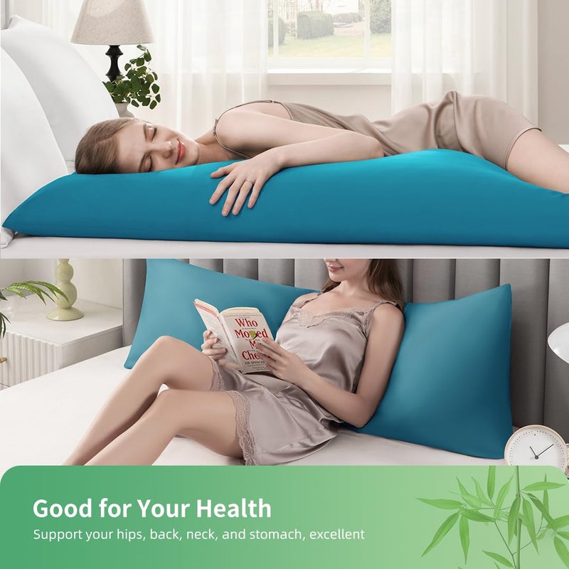 Parkdeny Body Pillowcase  Cooling Viscose from Bamboo Pillow Cover with Zipper Closure  Soft Moisture-Wicking for Hot Sleepers  Hair and Skin-Friendly  Blue  1 Pack - Image 2