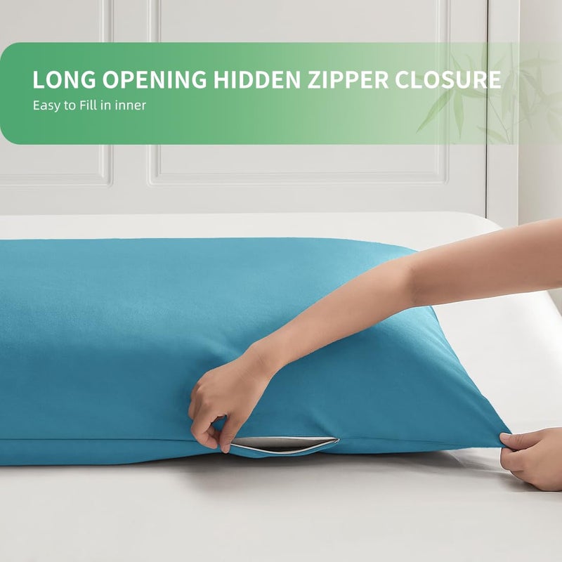 Parkdeny Body Pillowcase  Cooling Viscose from Bamboo Pillow Cover with Zipper Closure  Soft Moisture-Wicking for Hot Sleepers  Hair and Skin-Friendly  Blue  1 Pack - Image 4
