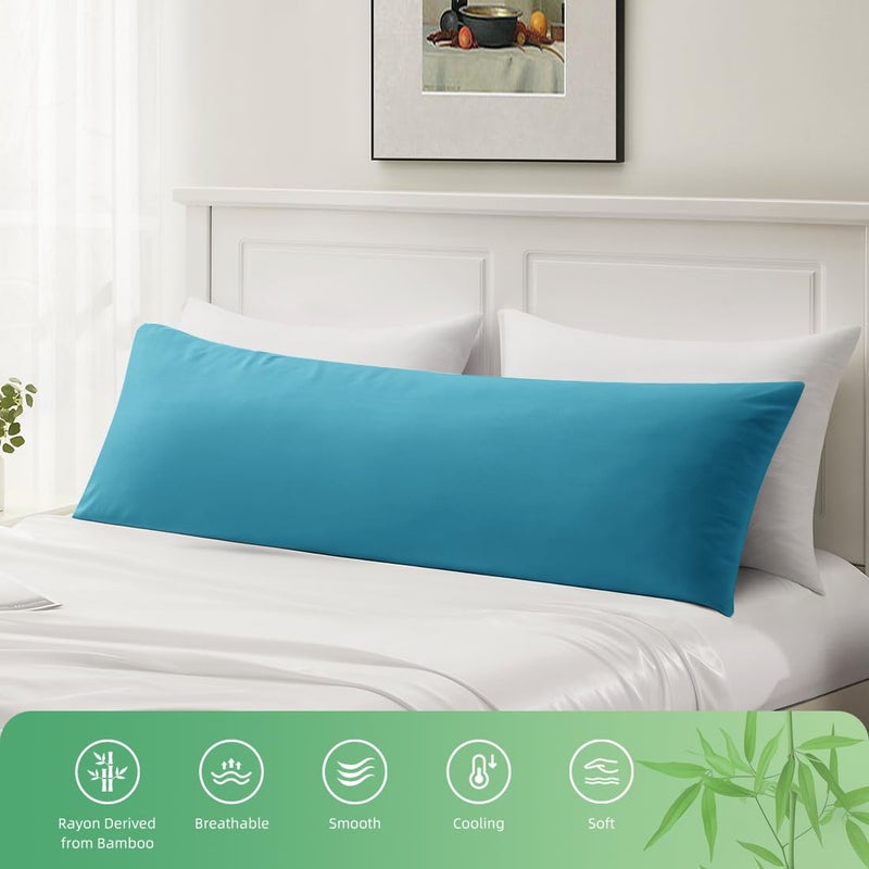 Parkdeny Body Pillowcase  Cooling Viscose from Bamboo Pillow Cover with Zipper Closure  Soft Moisture-Wicking for Hot Sleepers  Hair and Skin-Friendly  Blue  1 Pack - Image 5