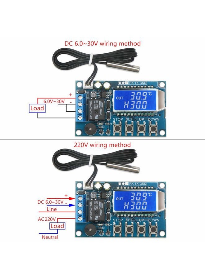 DROK Electronic Thermostat Controller, DC 6-30V 24V Digital Temperature Control Board -50 to +110 Degree Celsius High Accuracy LCD Digital Micro Temp Control Switch Module with Waterproof Sensor Probe - Image 3