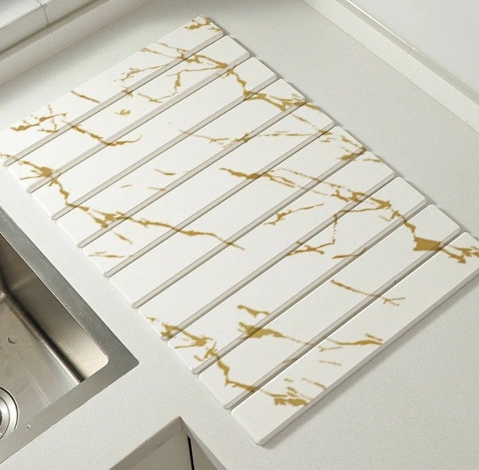 Y&D Large Foldable Diatomaceous Earth Drying Mat - Absorbent Stone Bath Mat for Kitchen Counter & Bathroom - Quick Dry, Anti-Slip - Image 1