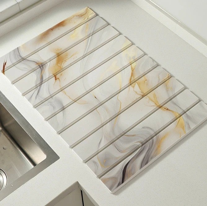 Y&D Large Foldable Diatomaceous Earth Drying Mat - Absorbent Stone Bath Mat for Kitchen Counter & Bathroom - Quick Dry, Anti-Slip - Image 4