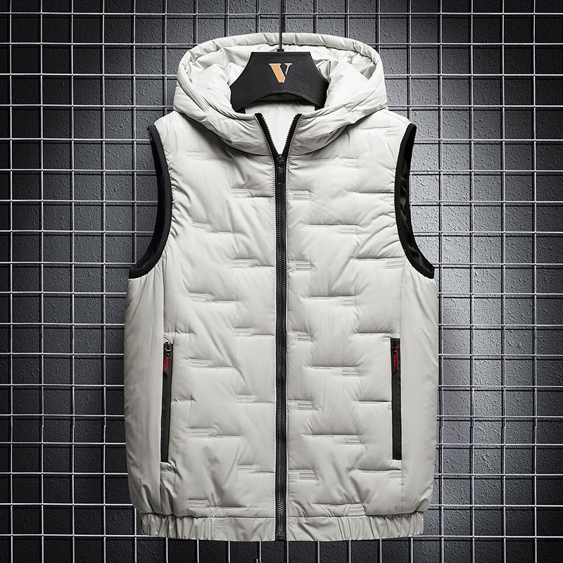 Down Cotton Vest Men'S Casual Fashion Thickened Warm Large Size Waistcoat Cotton Vest Jacket - Image 2