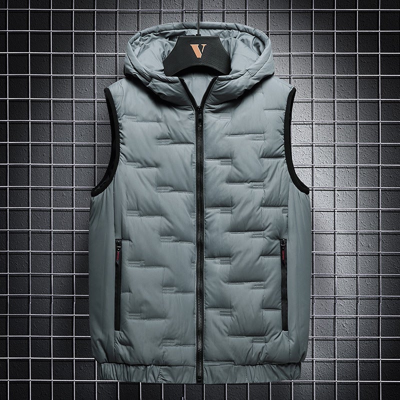 Down Cotton Vest Men'S Casual Fashion Thickened Warm Large Size Waistcoat Cotton Vest Jacket - Image 3