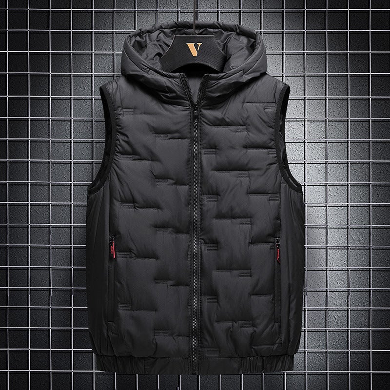 Down Cotton Vest Men'S Casual Fashion Thickened Warm Large Size Waistcoat Cotton Vest Jacket - Image 4