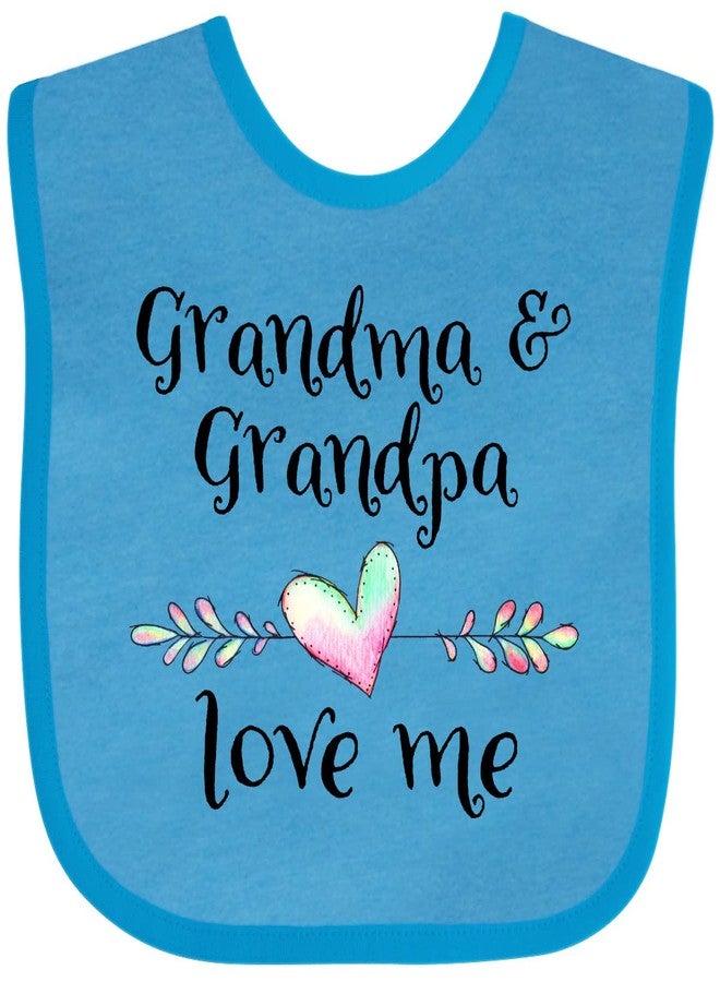 inktastic Grandma and Grandpa Love Me- Heart Grandchild Baby Bib Turquoise 375f2 - Image 1