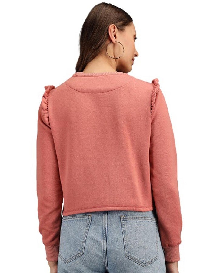 KOTTY Womens Full Sleeve Solid Sweatshirt (Peach pink2,42) - Image 4