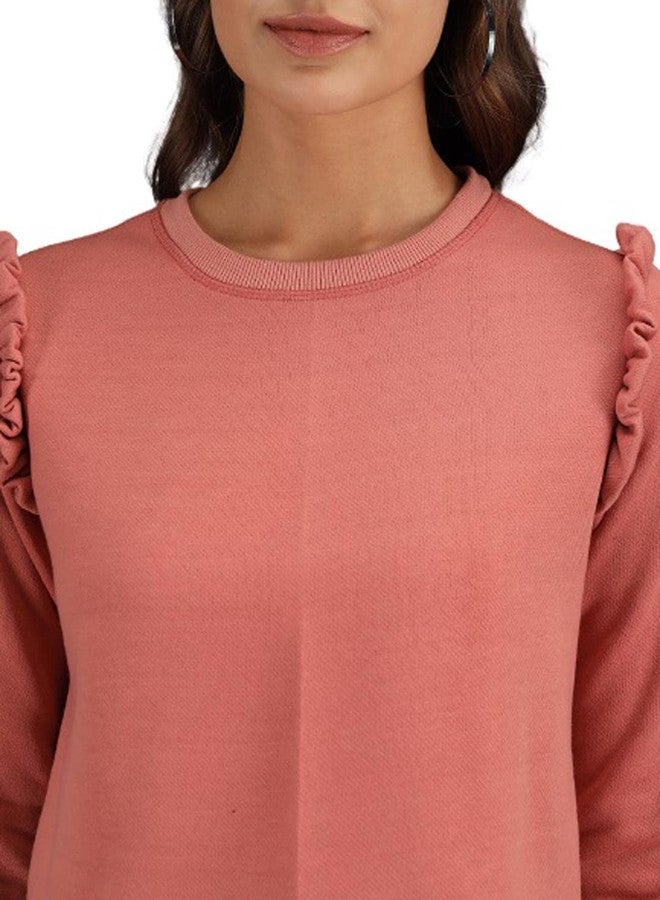 KOTTY Womens Full Sleeve Solid Sweatshirt (Peach pink2,42) - Image 3