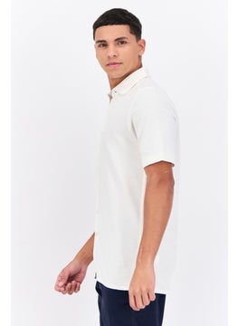 French Connection Men Regular Fit Chambray Short Sleeves Casual Shirt, Off White  - Image 2