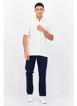 French Connection Men Regular Fit Chambray Short Sleeves Casual Shirt, Off White  - Image 4