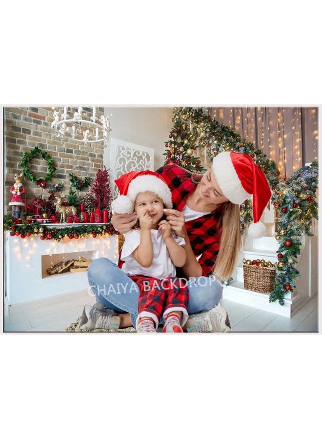 CHAIYA 7x5FT Christmas Backdrops Christmas Fireplace Photography Background Xmas Tree Gift Holiday Party Decoration Children Family Xmas Birthday Party Decor Banner CY-189 - Image 3