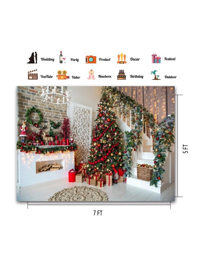CHAIYA 7x5FT Christmas Backdrops Christmas Fireplace Photography Background Xmas Tree Gift Holiday Party Decoration Children Family Xmas Birthday Party Decor Banner CY-189 - Image 5