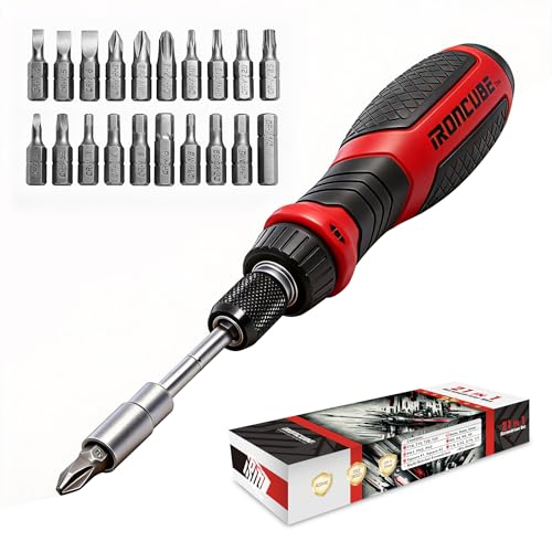 IRONCUBE 21 in 1 Multibit Screwdriver Set, Ratchet Screwdriver Tool, All in One Portable Tool Kit for Daily Repairs, Extra Long Screwdriver with Torx, Flat Head, Phillips, Hex, Square - Image 1