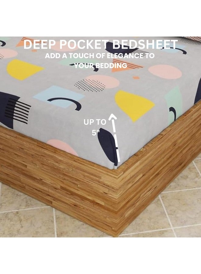 RRC Polycotton Elastic Fitted Bedsheet for King Size Bed 72x78 Inches with 2 Pillow Covers Deep Pocket Secure Grip - Image 4