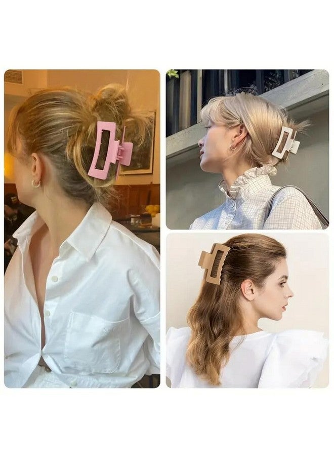Minta 6pcs Matte Hair Clips for Women - Medium Rectangle & Square Banana Jaw Clips in Beige, Pink, Gray, Orange, Black, Modern Y2K Style, Plastic Hair Accessories for Everyday Use, Cute Hair Clips - Image 3