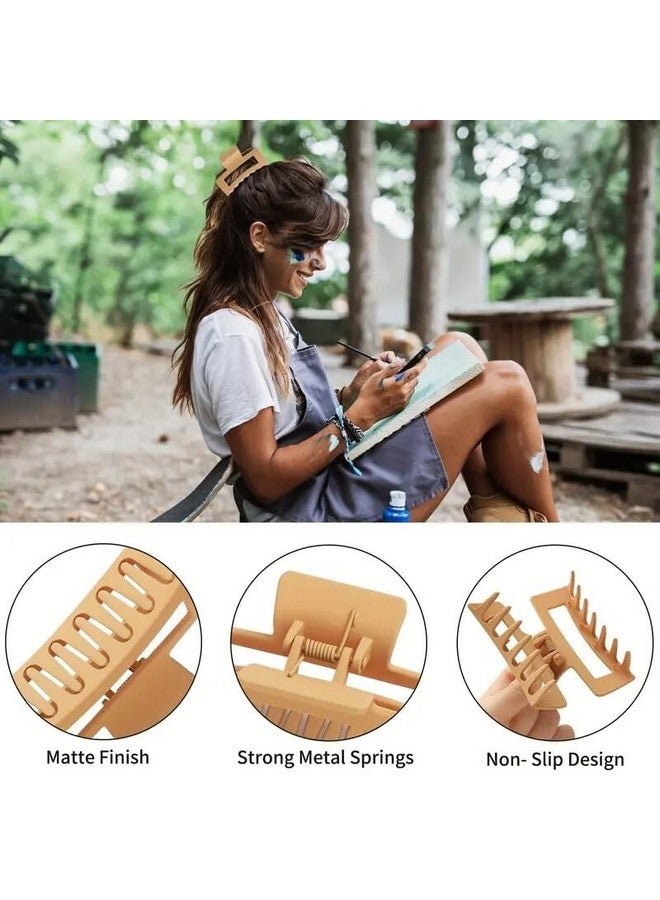 Minta 6pcs Matte Hair Clips for Women - Medium Rectangle & Square Banana Jaw Clips in Beige, Pink, Gray, Orange, Black, Modern Y2K Style, Plastic Hair Accessories for Everyday Use, Cute Hair Clips - Image 5
