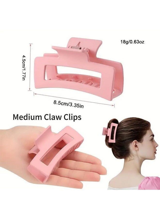 Minta 6pcs Matte Hair Clips for Women - Medium Rectangle & Square Banana Jaw Clips in Beige, Pink, Gray, Orange, Black, Modern Y2K Style, Plastic Hair Accessories for Everyday Use, Cute Hair Clips - Image 4