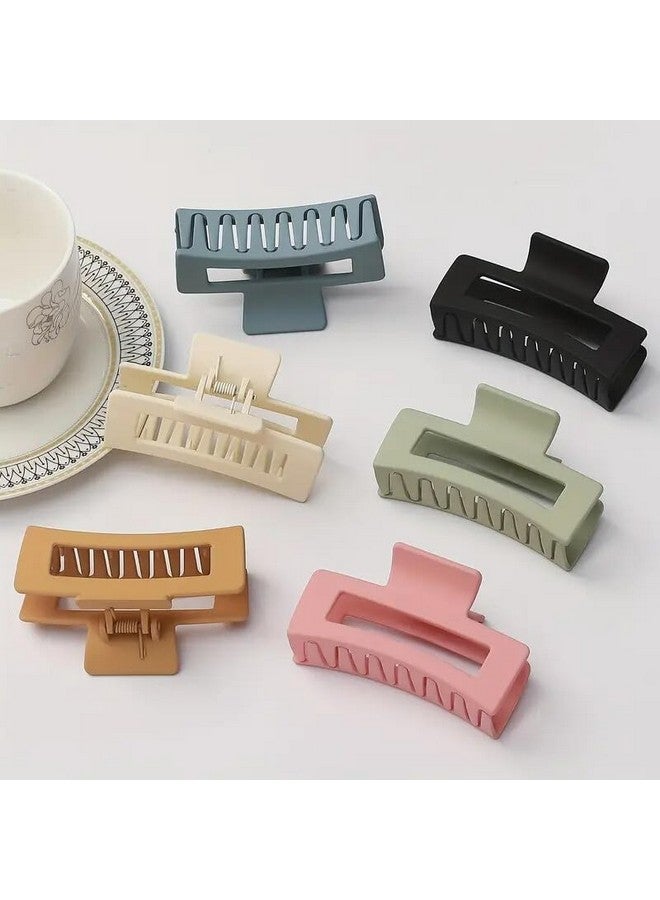 Minta 6pcs Matte Hair Clips for Women - Medium Rectangle & Square Banana Jaw Clips in Beige, Pink, Gray, Orange, Black, Modern Y2K Style, Plastic Hair Accessories for Everyday Use, Cute Hair Clips - Image 2