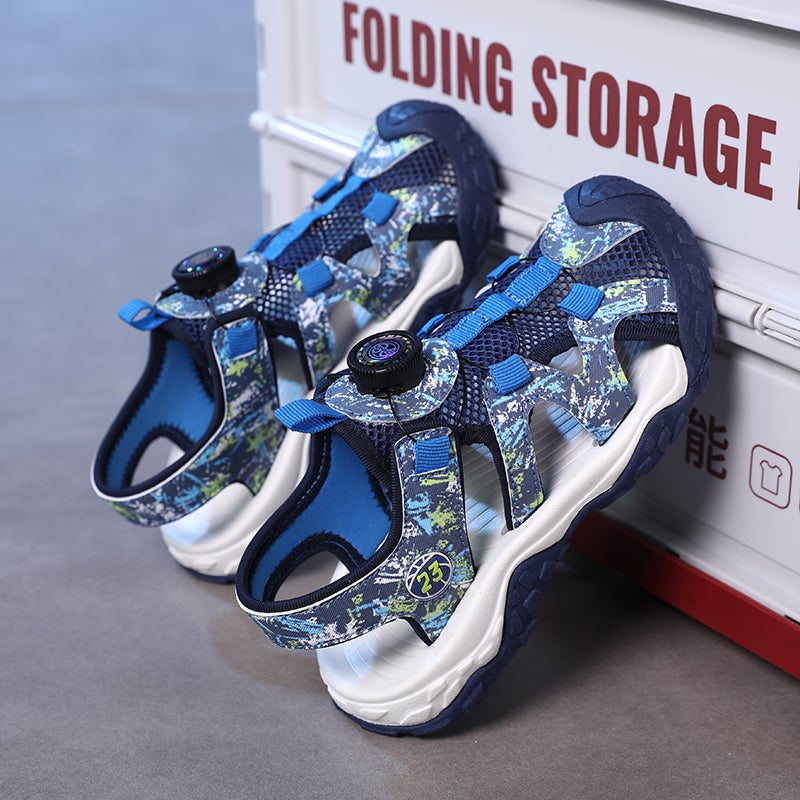 Boys Shoes Sandals Summer Baotou Hollow Soft Sole Beach Shoes For Middle And Large Boys And Primary School Students - Image 3