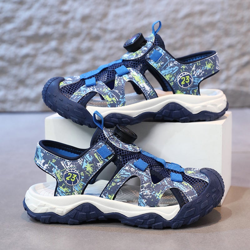 Boys Shoes Sandals Summer Baotou Hollow Soft Sole Beach Shoes For Middle And Large Boys And Primary School Students - Image 2