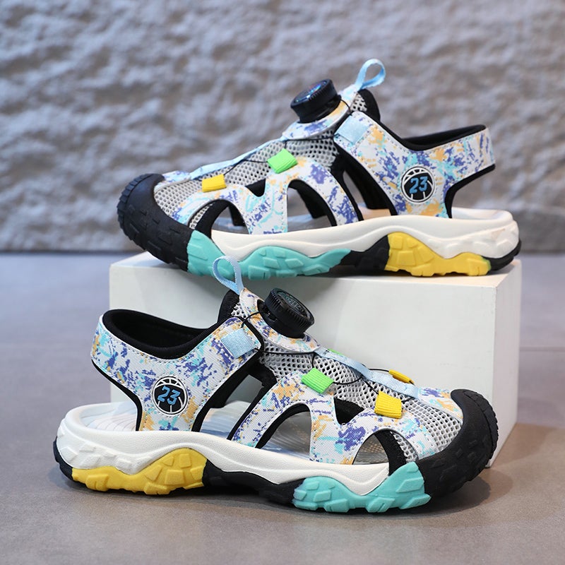 Boys Shoes Sandals Summer Baotou Hollow Soft Sole Beach Shoes For Middle And Large Boys And Primary School Students - Image 4
