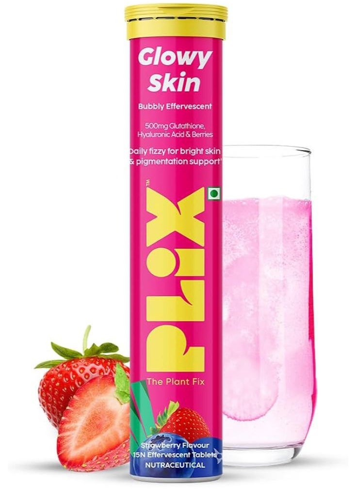 PLIX THE PLANT FIX - Glowy Skin 500mg Glutathione Effervescent Tablet 15s Strawberry Flavor - Image 1
