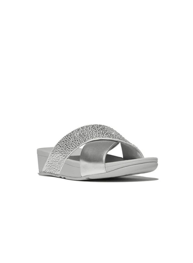 FitFlop 049-867 Fitflop Ladies Lulu Crystal-Mix Metallic Cross Slides JE2-011 Silver - Image 3