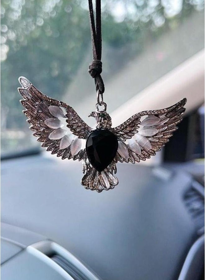 Car Hanging Ornament – Car Decoration with an Engraved Eagle Design, Made of Metal & Adorned with a Cat's Eye Stone, Perfect for Enhancing Your Car’s Interior Elegance – Length: 11.5 cm - Image 5