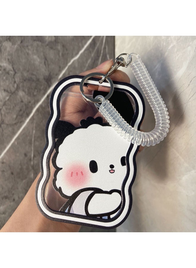 NIBEMINENT 1 - Piece Pacchard Dog Creativity Kpop Photo Card Holder Pendant Key Chain ID Badge Holder ID Card Holder Photo Card Protector for School ID Office ID Access Card for Women Girls