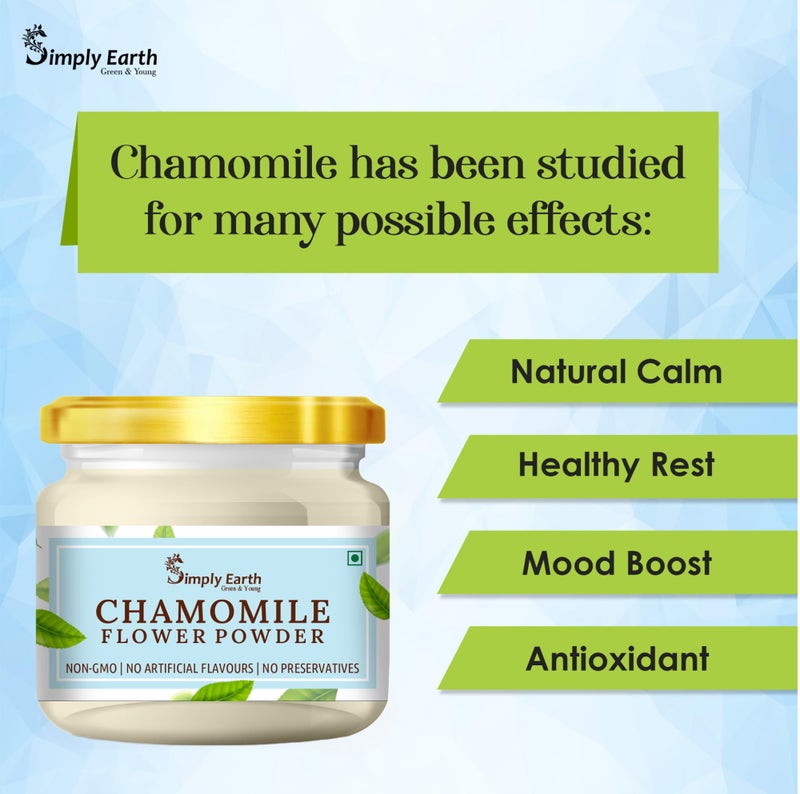 Simply Earth organic Chamomile Flower Powder 100g, Helps Improve Sleep Quality, Boosts Skin and Hair Health, Caffeine Free, Chamomile Tea - Image 3