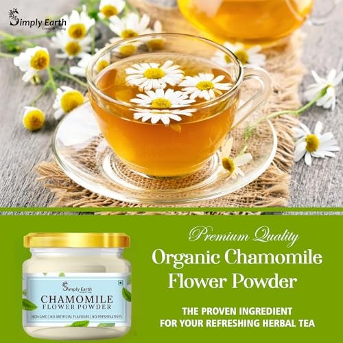 Simply Earth organic Chamomile Flower Powder 100g, Helps Improve Sleep Quality, Boosts Skin and Hair Health, Caffeine Free, Chamomile Tea - Image 5