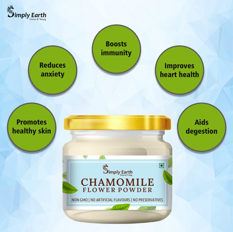 Simply Earth organic Chamomile Flower Powder 100g, Helps Improve Sleep Quality, Boosts Skin and Hair Health, Caffeine Free, Chamomile Tea - Image 4