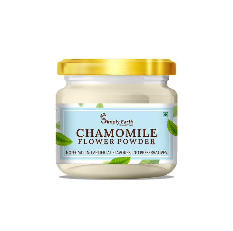 Simply Earth organic Chamomile Flower Powder 100g, Helps Improve Sleep Quality, Boosts Skin and Hair Health, Caffeine Free, Chamomile Tea - Image 1