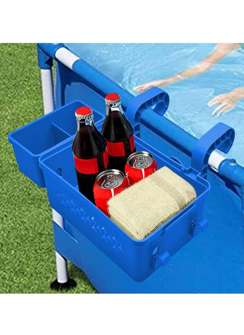 Relex Poolside Storage Basket, Above Ground Pool Accessories, Swimming Pool Storage Basket with Pool Cup Holder, Poolside Storage to Organize Cup Towel(Blue)  - Image 1