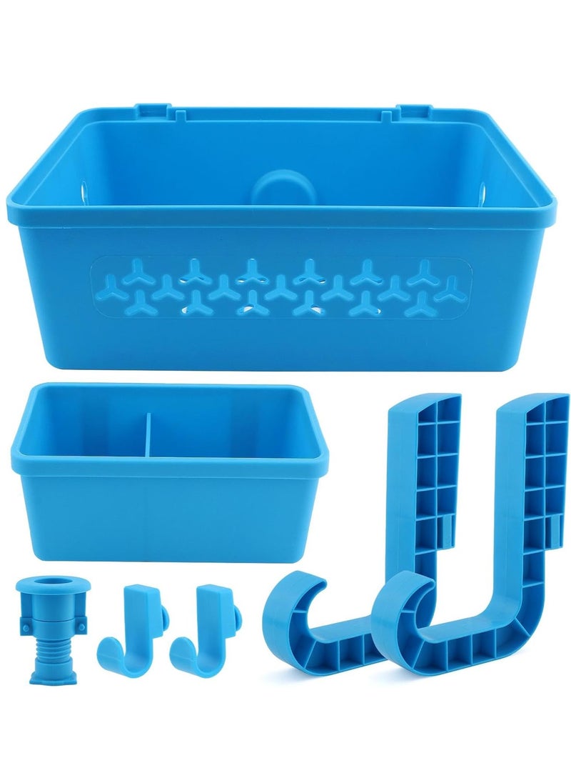 Relex Poolside Storage Basket, Above Ground Pool Accessories, Swimming Pool Storage Basket with Pool Cup Holder, Poolside Storage to Organize Cup Towel(Blue)  - Image 2
