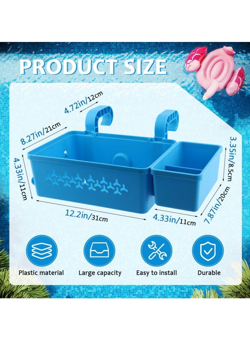 Relex Poolside Storage Basket, Above Ground Pool Accessories, Swimming Pool Storage Basket with Pool Cup Holder, Poolside Storage to Organize Cup Towel(Blue)  - Image 3