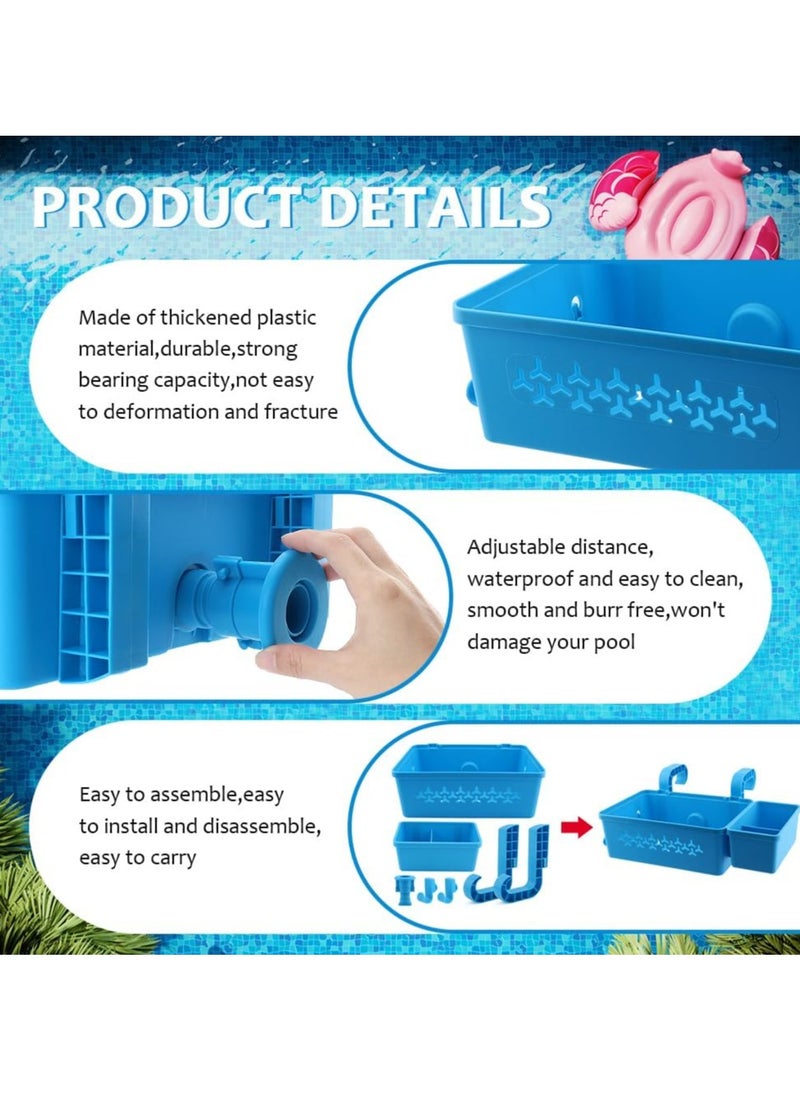 Relex Poolside Storage Basket, Above Ground Pool Accessories, Swimming Pool Storage Basket with Pool Cup Holder, Poolside Storage to Organize Cup Towel(Blue)  - Image 4