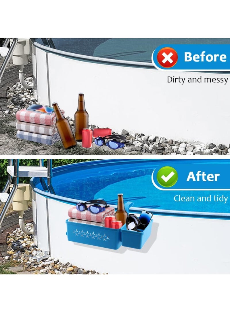 Relex Poolside Storage Basket, Above Ground Pool Accessories, Swimming Pool Storage Basket with Pool Cup Holder, Poolside Storage to Organize Cup Towel(Blue)  - Image 5