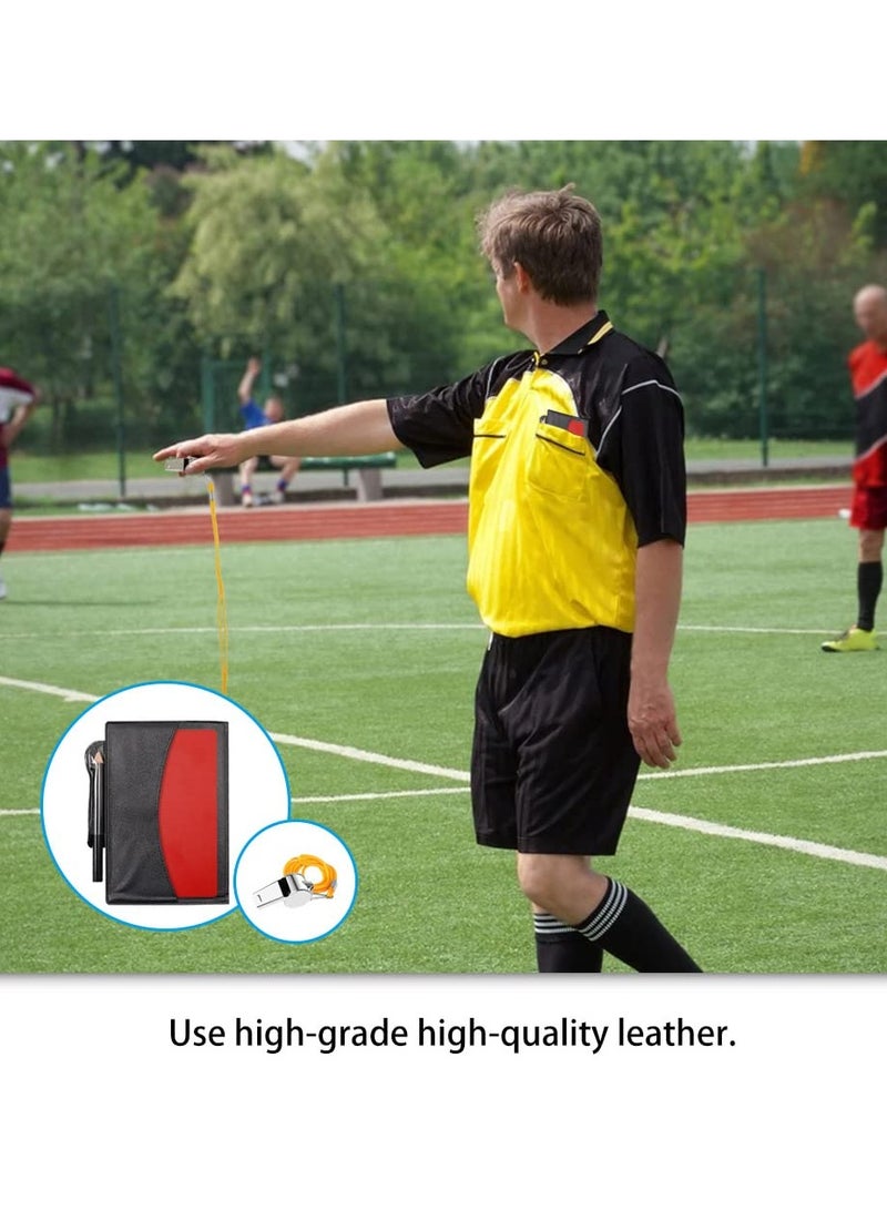 3-Piece Soccer Referee Set: Metal Whistle, Red & Yellow Cards, Penalty Card Wallet with Record Sheet & Pencil for Game Sports and Football Coaching.  - Image 4