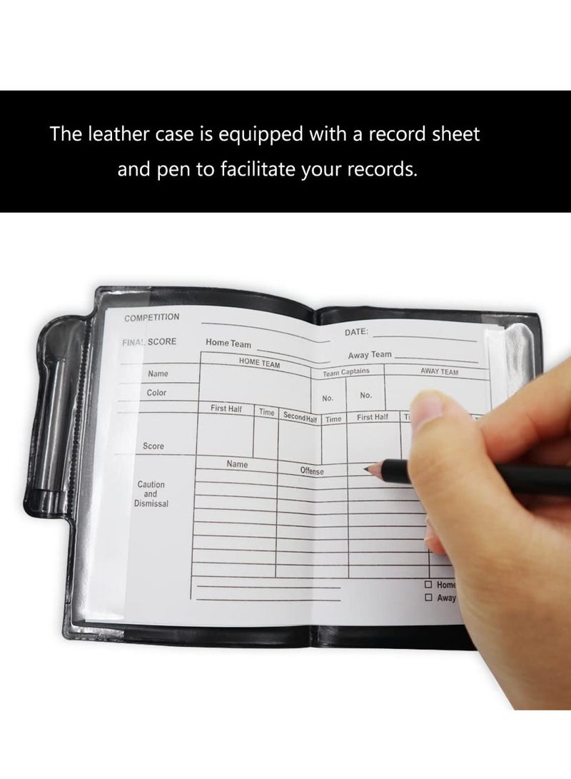 3-Piece Soccer Referee Set: Metal Whistle, Red & Yellow Cards, Penalty Card Wallet with Record Sheet & Pencil for Game Sports and Football Coaching.  - Image 3