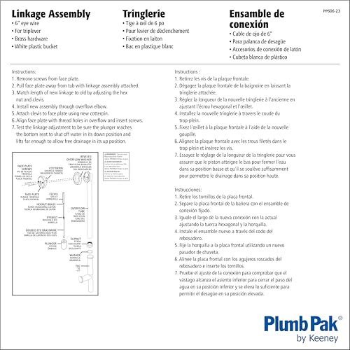 Plumb Pak PP606-23 Clevis Plunger Linkage Assembly, No 10-32 Bolt, for Use with Trip Lever 6 in Eye Wire, White - Image 2