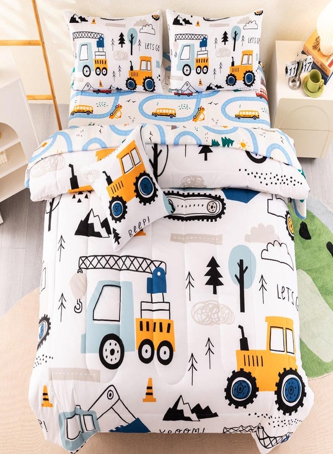 ASKOTU 6 Pcs Twin Truck Bedding Set for Boys Kids, Construction Excavator Twin Boys Bedding Sets, Kids Truck Comforter Sets with Sheets - Image 1