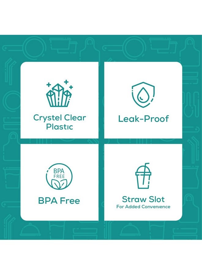 GUSTO [100 Count] Clear PET Plastic Flat Lids With Straw Slot for 12, 16, 20 & 24 oz. Milkshake Cups (Formerly Comfy Package) - Image 3