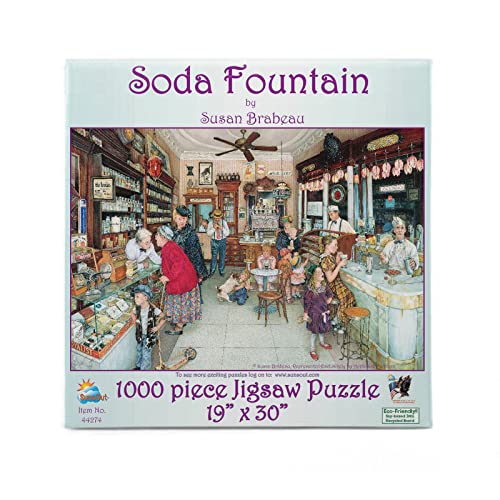 SUNSOUT INC - Soda Fountain - 1000 pc Jigsaw Puzzle by Artist: Susan Brabeau - Finished Size 19" x 30" - MPN# 44274 - Image 1